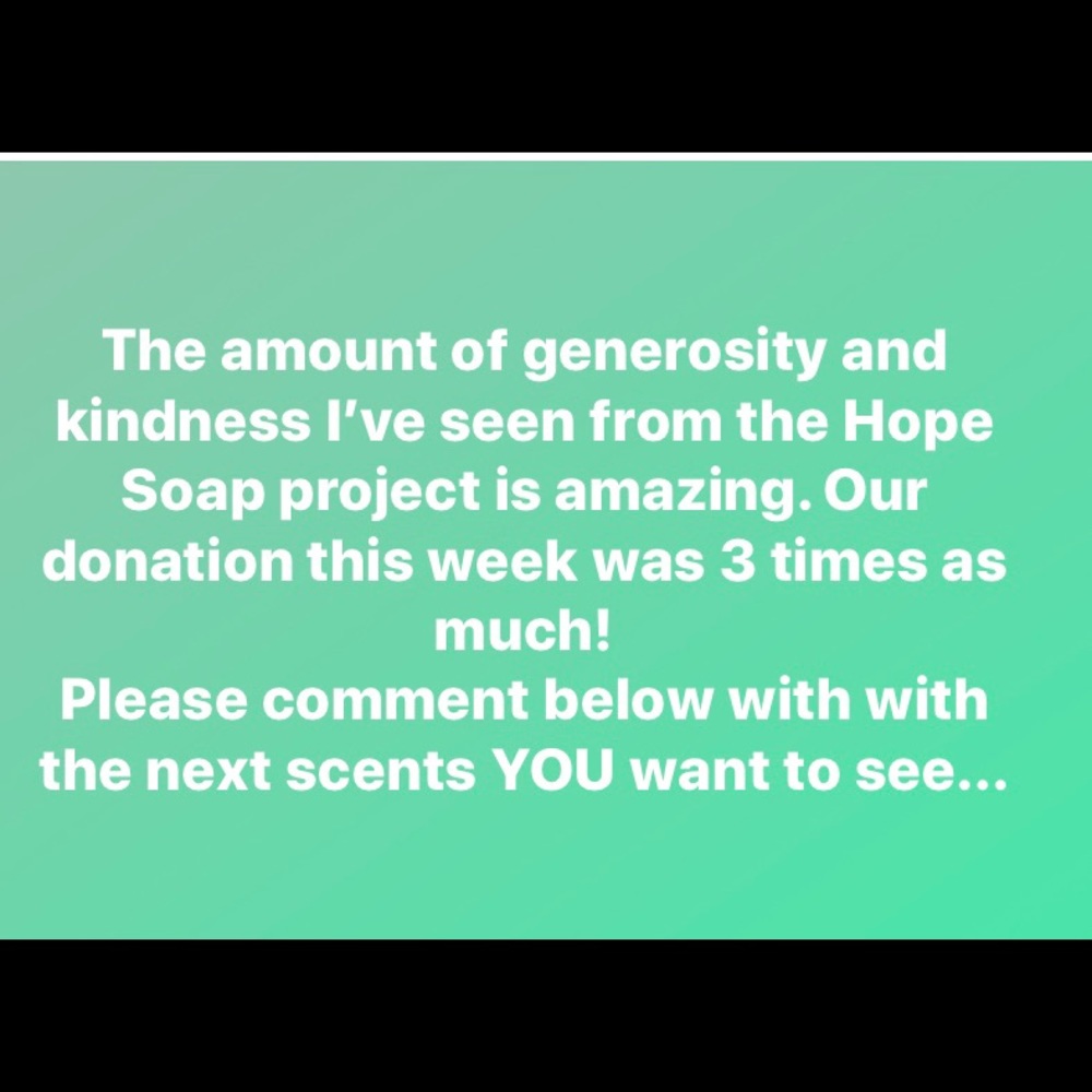 100% natural soap profits donated to charity